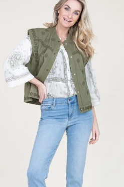 Fashion ba&sh Embroidered Waistcoat Mina | Green... | | Little Soho