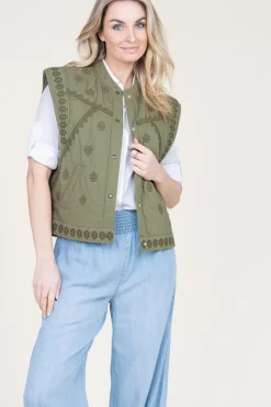 Fashion ba&sh Embroidered Waistcoat Mina | Green... | | Little Soho