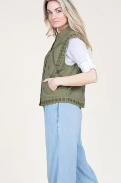 Fashion ba&sh Embroidered Waistcoat Mina | Green... | | Little Soho