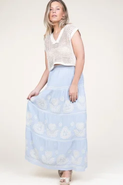 Sale Antik Batik Embroidery Maxi Skirt Rony | Blue... | | Little Soho