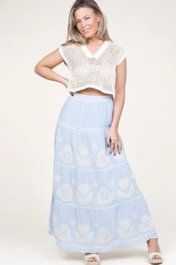 Sale Antik Batik Embroidery Maxi Skirt Rony | Blue... | | Little Soho