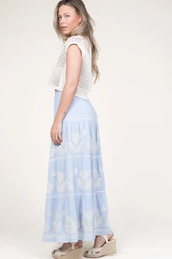 Sale Antik Batik Embroidery Maxi Skirt Rony | Blue... | | Little Soho