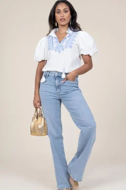 Cheap Scarlett Poppies Embroidery Poplin Top Amelia | White... | | Little Soho