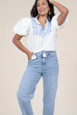 Cheap Scarlett Poppies Embroidery Poplin Top Amelia | White... | | Little Soho