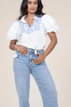 Cheap Scarlett Poppies Embroidery Poplin Top Amelia | White... | | Little Soho