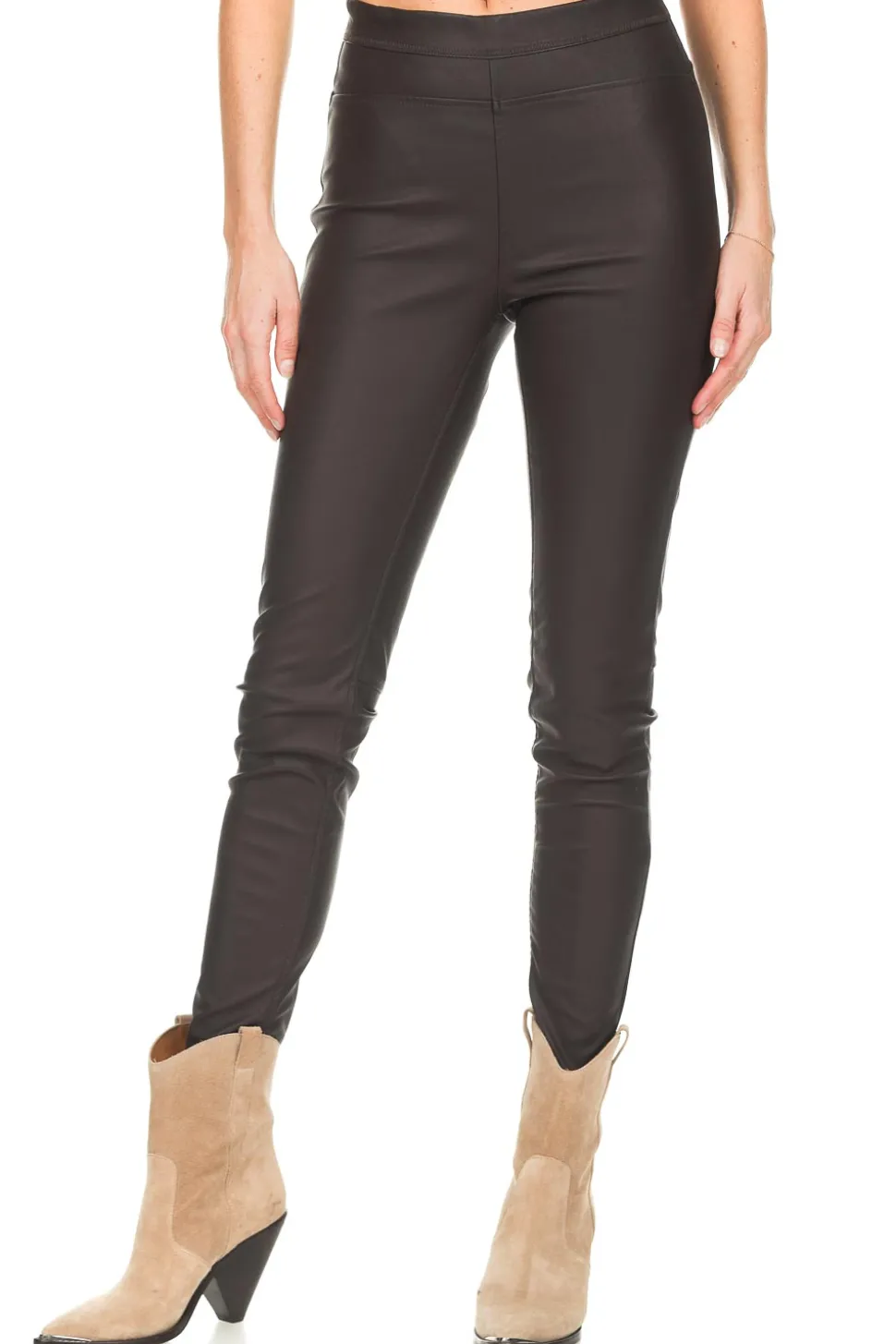 Discount Knit-ted Faux Leather Leggings Amber | Brown... | | Little Soho
