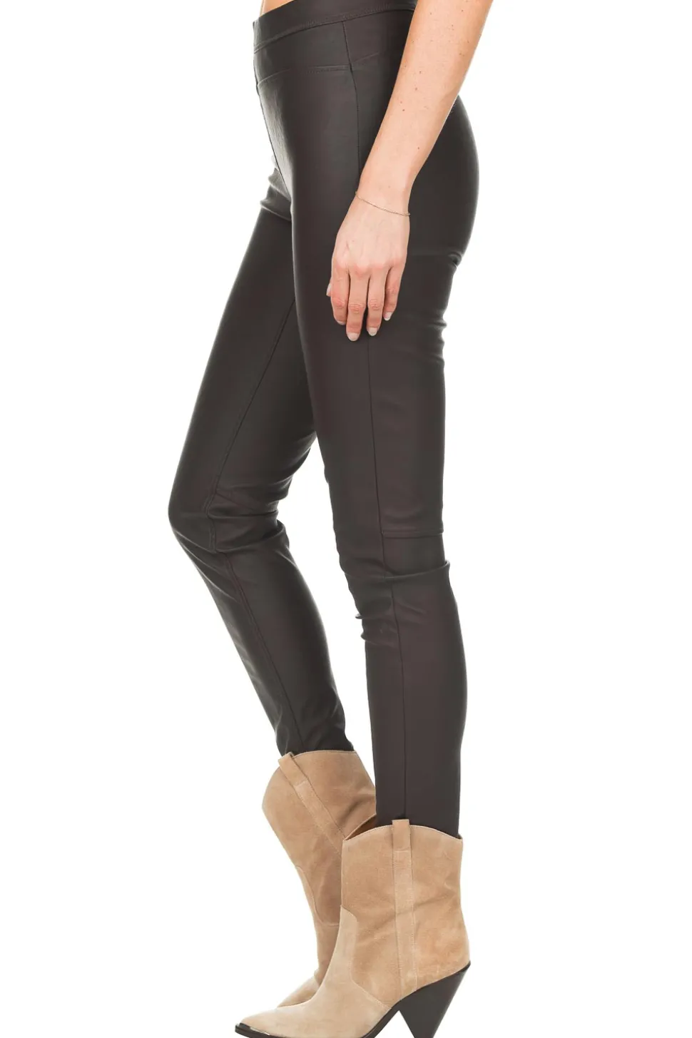 Discount Knit-ted Faux Leather Leggings Amber | Brown... | | Little Soho