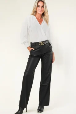 Cheap Knit-ted Faux Leather Pants Naomi | Black... | | Little Soho