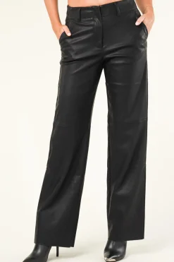 Cheap Knit-ted Faux Leather Pants Naomi | Black... | | Little Soho