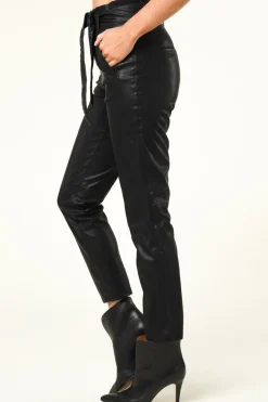 Fashion Knit-ted Faux Leather Paperbag Pants Francis | Black... | | Little Soho