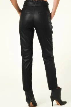 Fashion Knit-ted Faux Leather Paperbag Pants Francis | Black... | | Little Soho