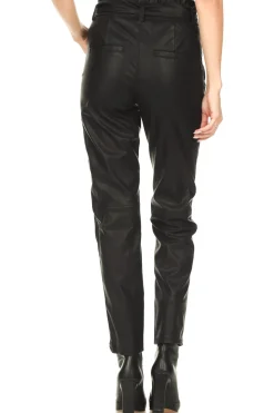 Fashion Knit-ted Faux Leather Paperbag Pants Francis | Black... | | Little Soho