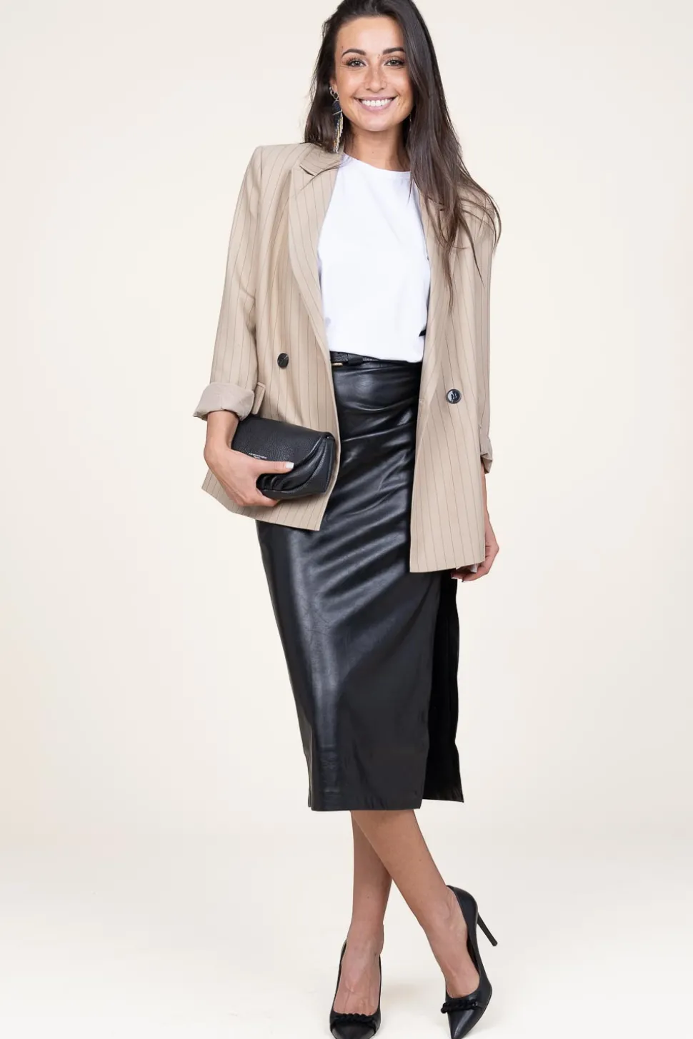 Cheap Second Female Faux Leather Stretch Skirt Seema | Black... | | Little Soho