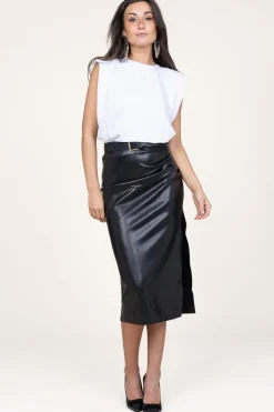 Cheap Second Female Faux Leather Stretch Skirt Seema | Black... | | Little Soho