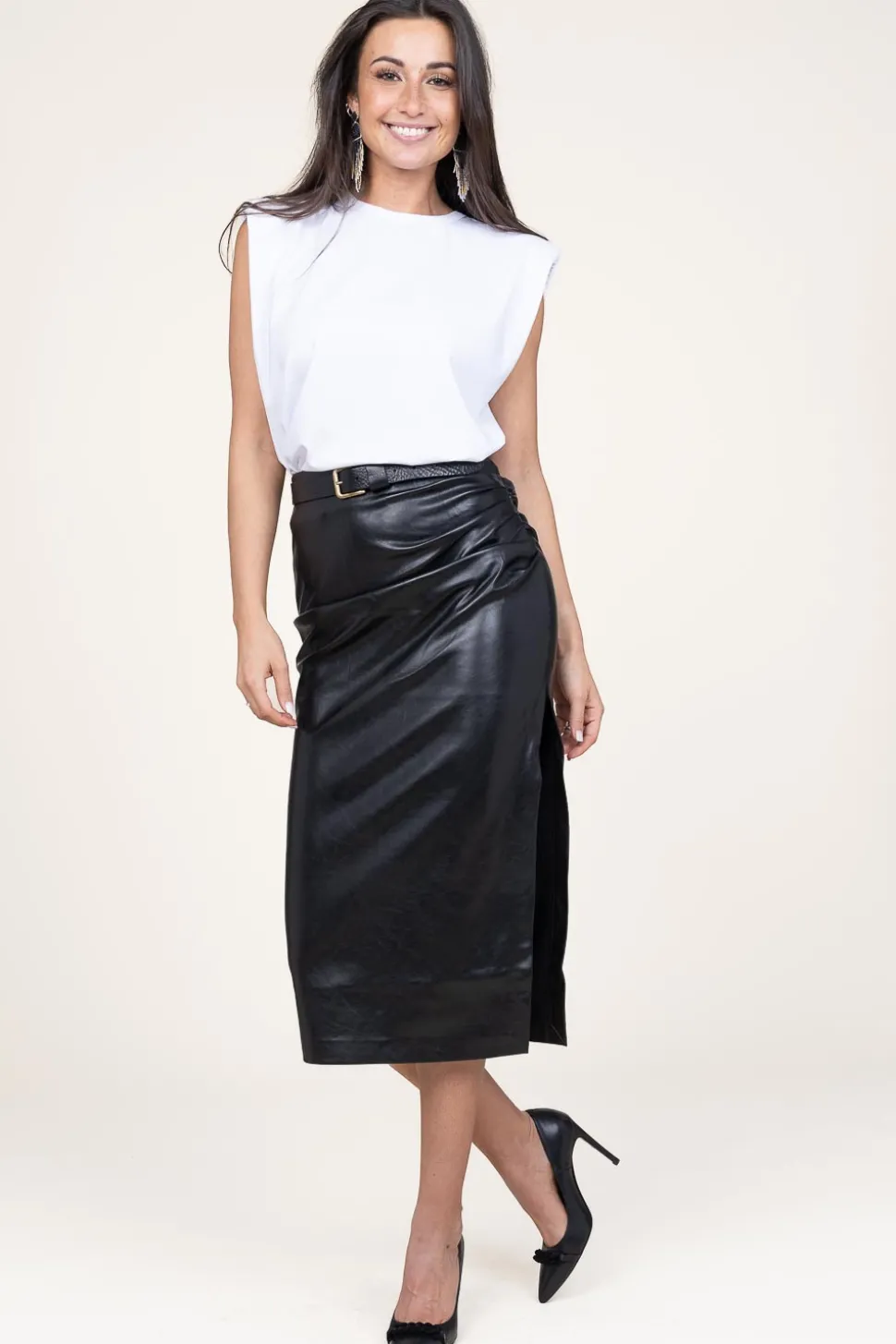 Cheap Second Female Faux Leather Stretch Skirt Seema | Black... | | Little Soho