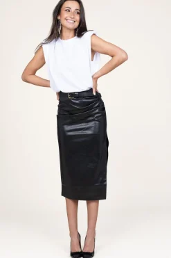 Cheap Second Female Faux Leather Stretch Skirt Seema | Black... | | Little Soho