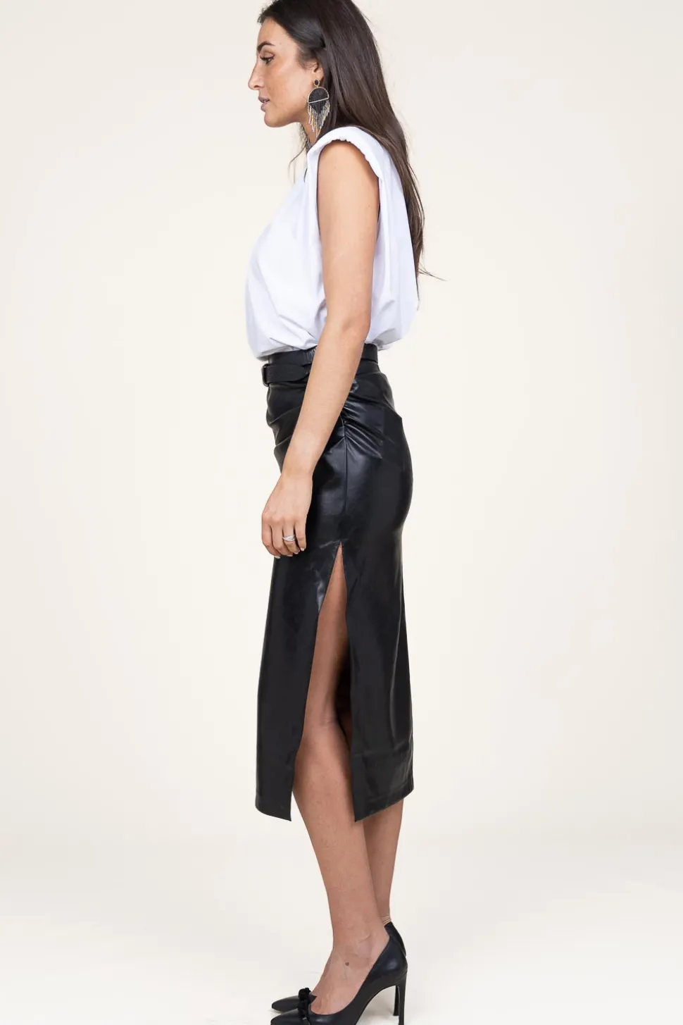 Cheap Second Female Faux Leather Stretch Skirt Seema | Black... | | Little Soho
