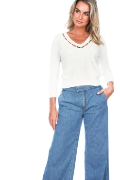 Sale Twinset Fine Knitted Sweater With Pearl Details Milano | Natural... | | Little Soho