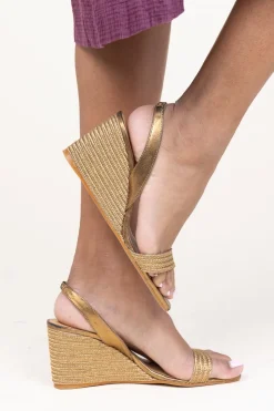 Clearance Castaner Fine Leather Wedges Barby | Gold... | | Little Soho
