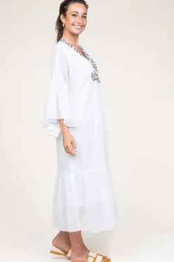 Hot Greek Archaic Kori Flowy Embroidered Maxi Dress Ireen | White... | | Little Soho