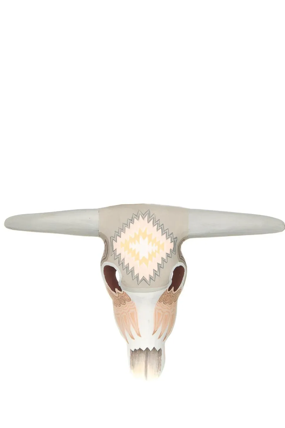 Fashion Little Soho Living Hand-Painted Wooden Buffalo Mask Jeff | Grey/Light Pink... | | Little Soho