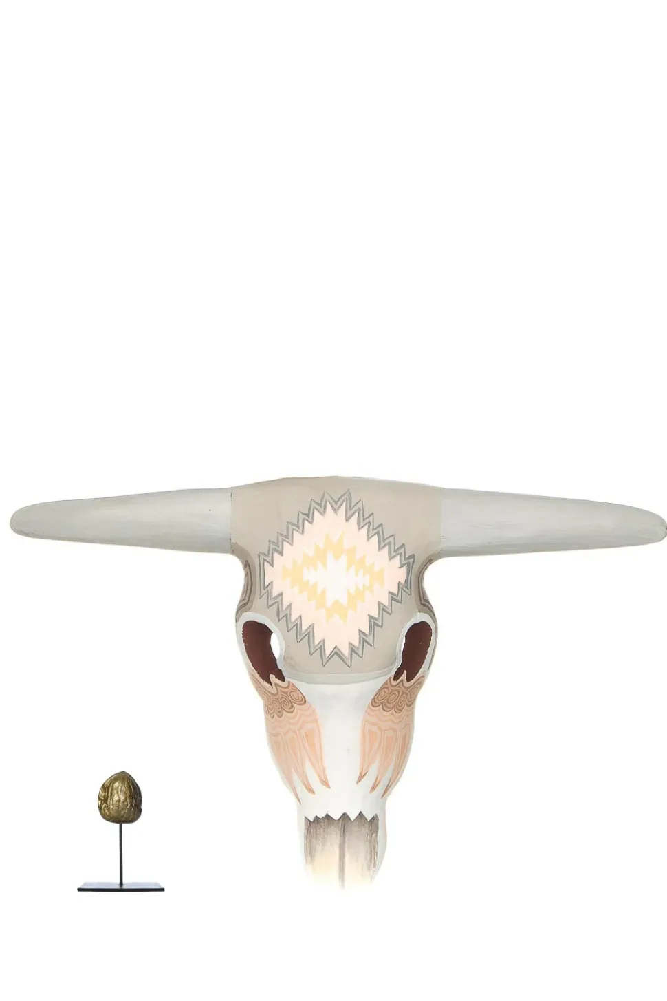 Fashion Little Soho Living Hand-Painted Wooden Buffalo Mask Jeff | Grey/Light Pink... | | Little Soho