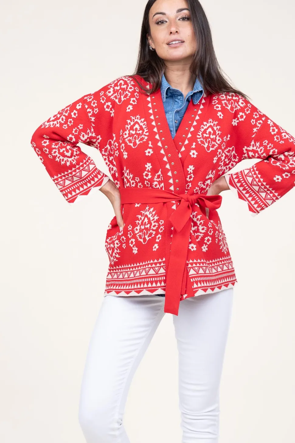 Flash Sale Liu Jo Jacquard Cardigan With Studs Pergola | Red... | | Little Soho