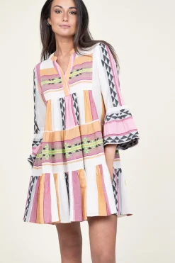 Shop Devotion Jacquard Mini Dress Ella | Pink... | | Little Soho