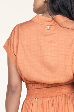 Hot Twinset Jacquard Skirt With Pockets Lia | Camel... | | Little Soho