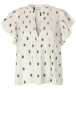 Shop Lollys Laundry Jacquard Top With Print Isabel | Natural... | | Little Soho