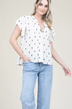 Shop Lollys Laundry Jacquard Top With Print Isabel | Natural... | | Little Soho