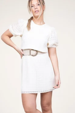 Hot Dante 6 Jacquard Viscose Blend Dress Daffodil | White... | | Little Soho