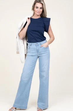 Outlet Liu Jo Jersey Poplin T-Shirt Relievo | Blue... | | Little Soho