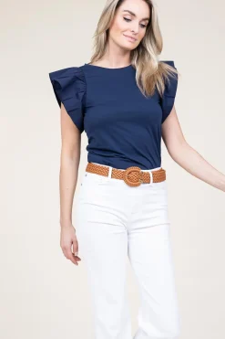 Outlet Liu Jo Jersey Poplin T-Shirt Relievo | Blue... | | Little Soho