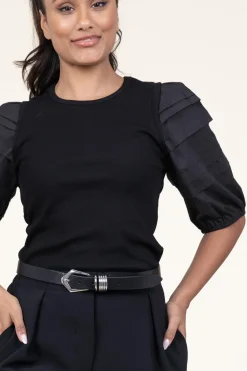 Discount Dante 6 Jersey Top With Poplin Sleeves Elyse | Black... | | Little Soho