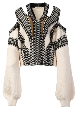 Shop Mes Demoiselles Knitted Sweater With Cut-Outs Misaki | Natural... | | Little Soho