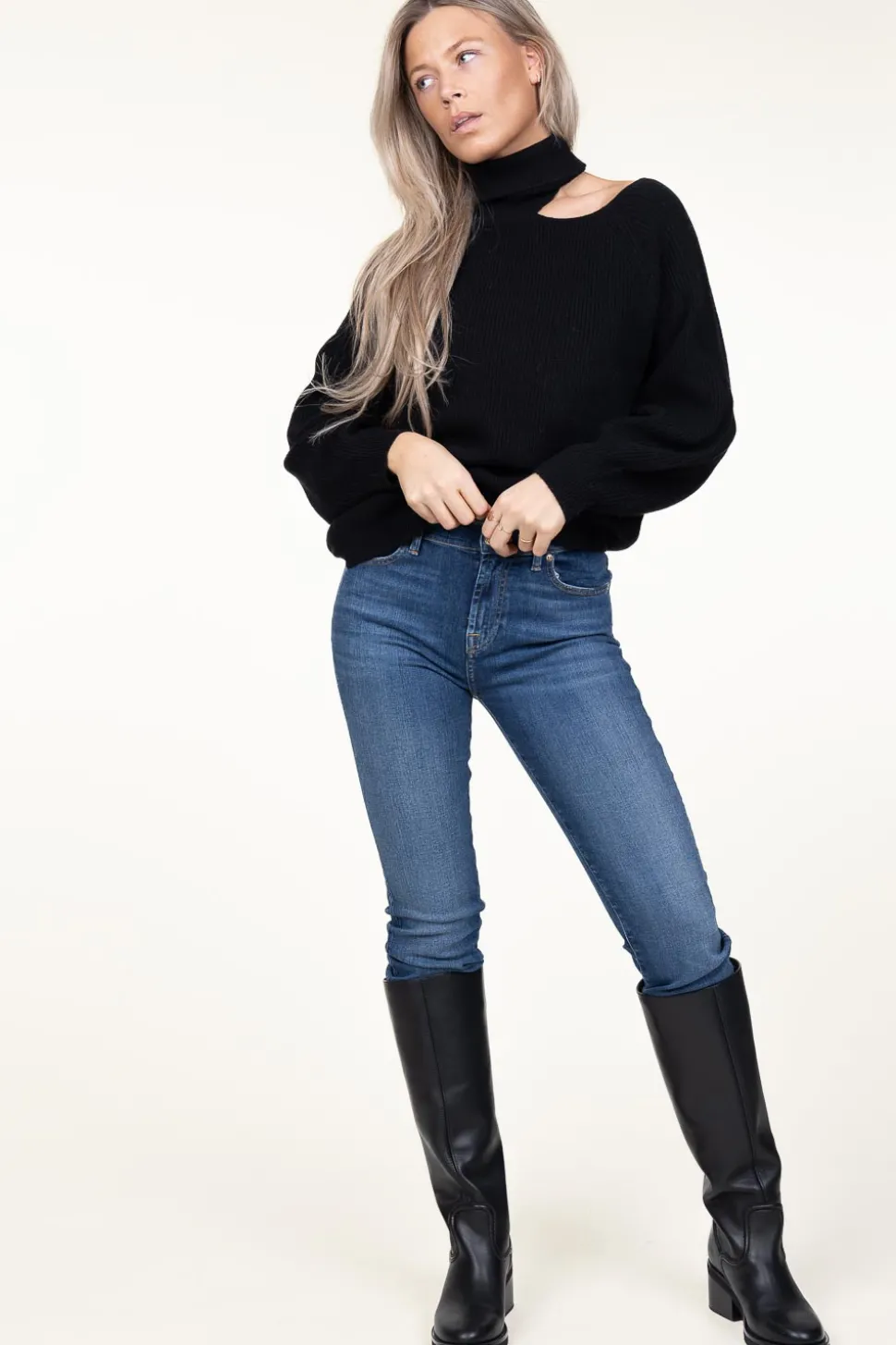 Store Dante 6 Knitted Sweater With Cut-Outs Marenna | Black... | | Little Soho