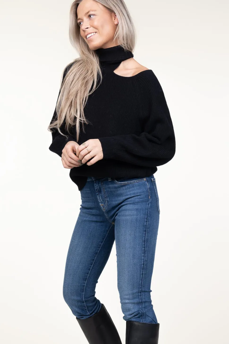 Store Dante 6 Knitted Sweater With Cut-Outs Marenna | Black... | | Little Soho