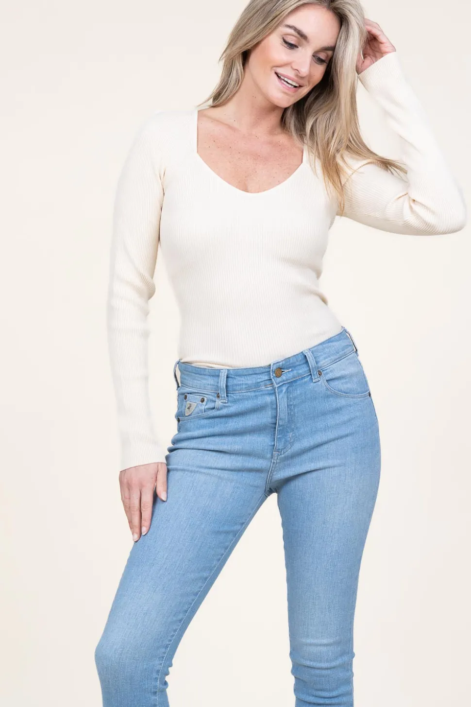 Shop Second Female Knitted Viscose Top Solia | Natural... | | Little Soho