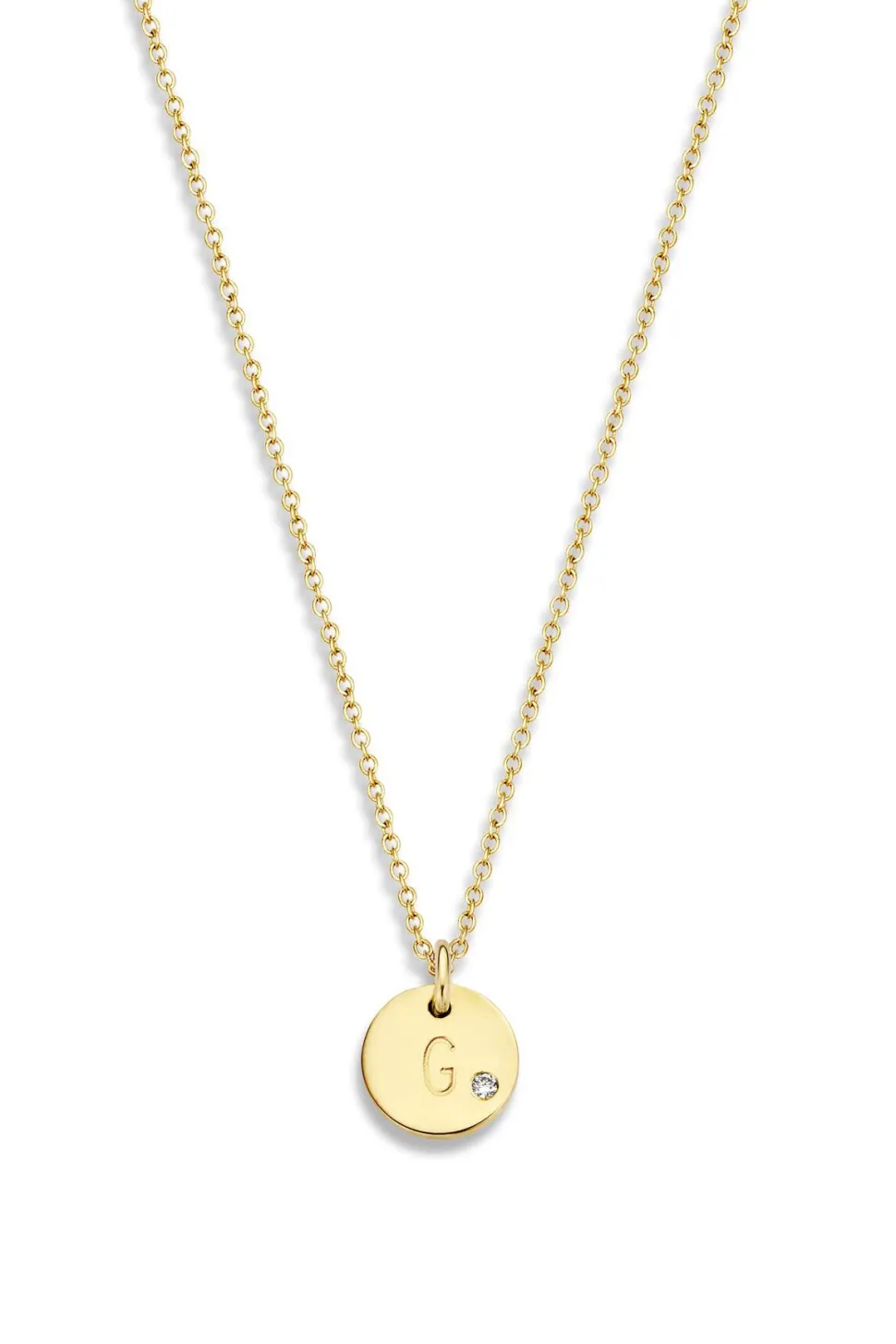 Store Just Franky 14Kt Golden Necklace Coin Diamond 40 Cm | Yellow Gold... | | Little Soho