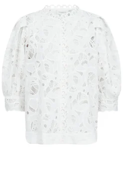 Clearance Copenhagen Muse Lace Blouse With Puffed Sleeves Mala | Natural... | | Little Soho