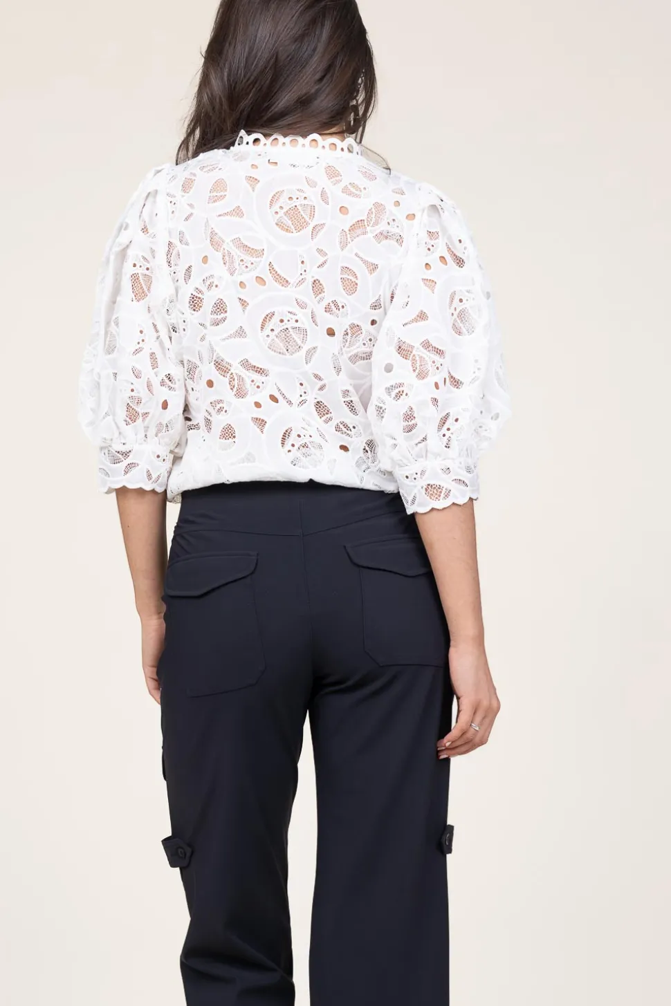 Clearance Copenhagen Muse Lace Blouse With Puffed Sleeves Mala | Natural... | | Little Soho