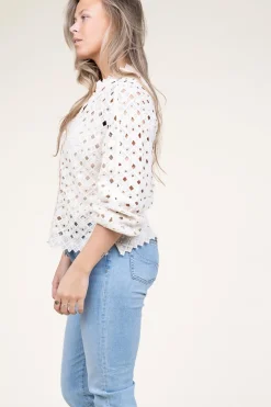 Sale Dante 6 Lace Blouse With Puffed Sleeves Afira | Natural... | | Little Soho