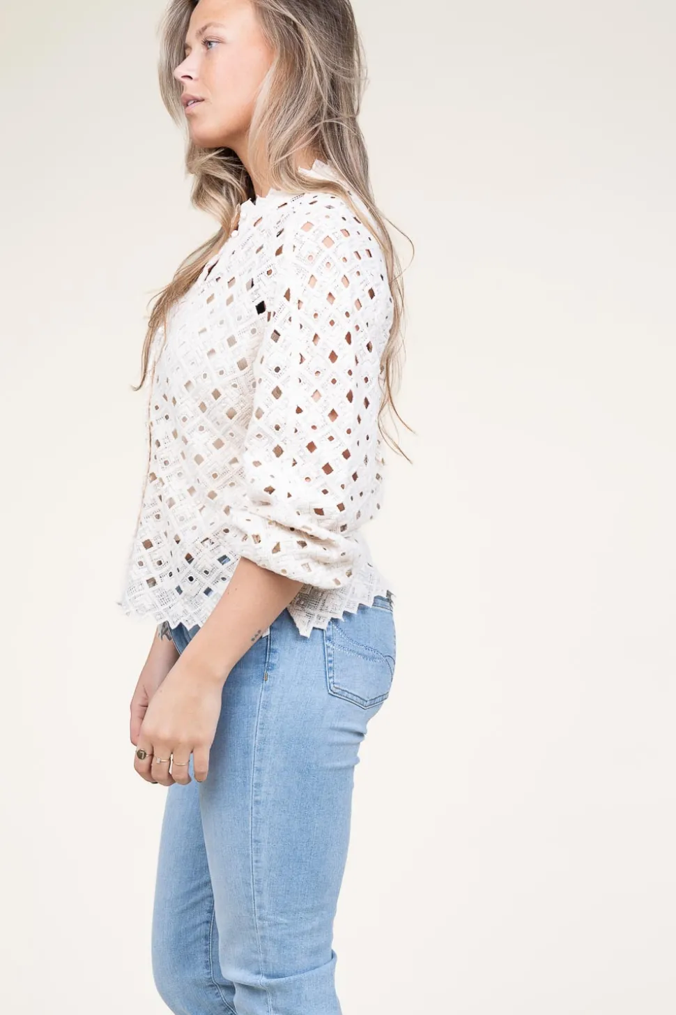 Sale Dante 6 Lace Blouse With Puffed Sleeves Afira | Natural... | | Little Soho