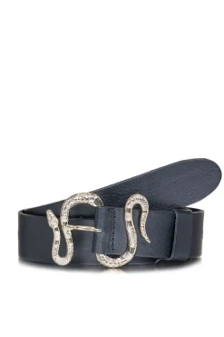 New Depeche Leather Belt With Snake Buckle Snake | Black... | | Little Soho