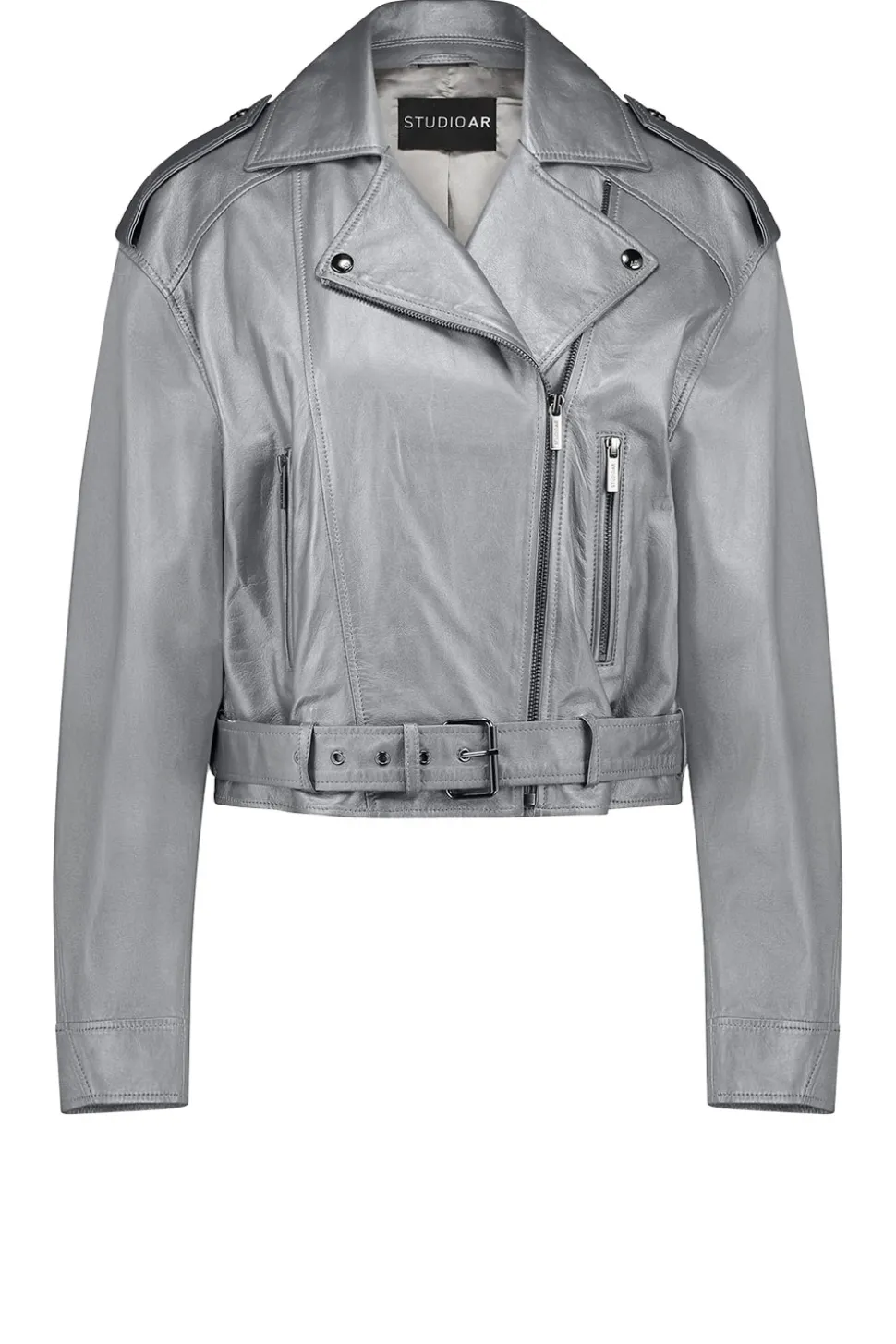 Clearance STUDIO AR Leather Biker Jacket Savannah | Silver... | | Little Soho