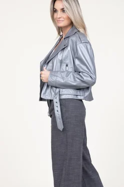 Clearance STUDIO AR Leather Biker Jacket Savannah | Silver... | | Little Soho