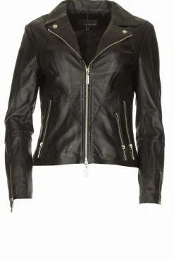 Best Sale STUDIO AR Leather Biker Jacket With Zip Details Cherry | Black... | | Little Soho