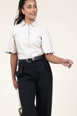 Cheap Ibana Leather Blouse With Studs Tanra | Natural... | | Little Soho