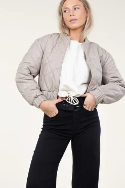 Best Ibana Leather Padded Jacket Jeromy | Taupe... | | Little Soho